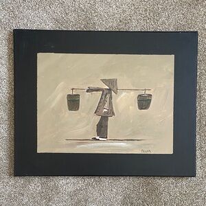 Asian Man w Buckets, original acrylic by  Garry Feller- Artist, Laguna Beach